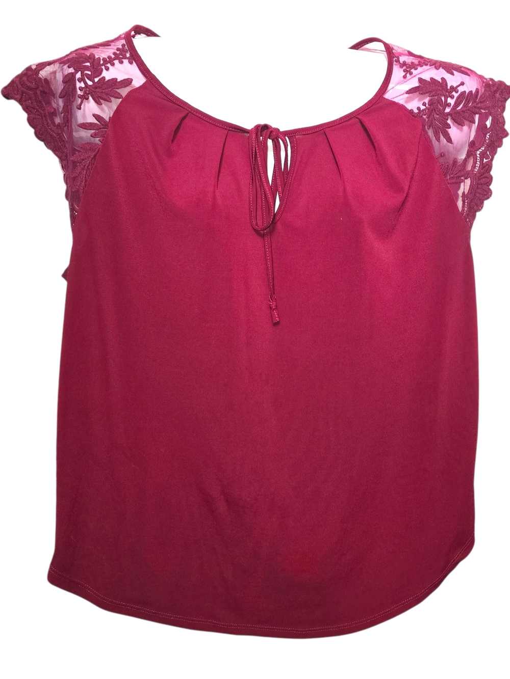 Sweet Rain Berry Lace Cap-Sleeve Tie-Neck Camisole